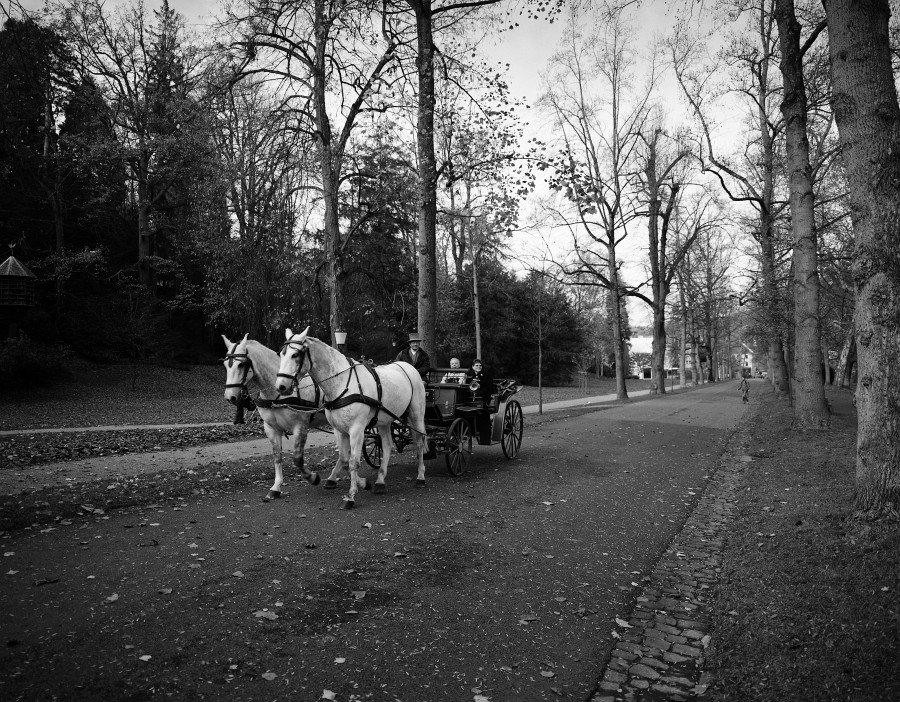 BadenBadenNov2009-06.jpg - Mit der Kutsche kommt man nur ein wenig schneller, aber dafür deutlich stilvoller voran. Dies ist übrigens auch der Scan eines Mamiya 6x7 Negativs.